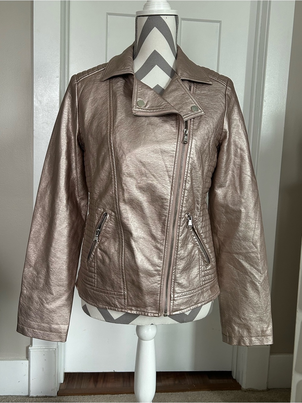 Art Class Metallic Taupe Girls' Moto Jacket